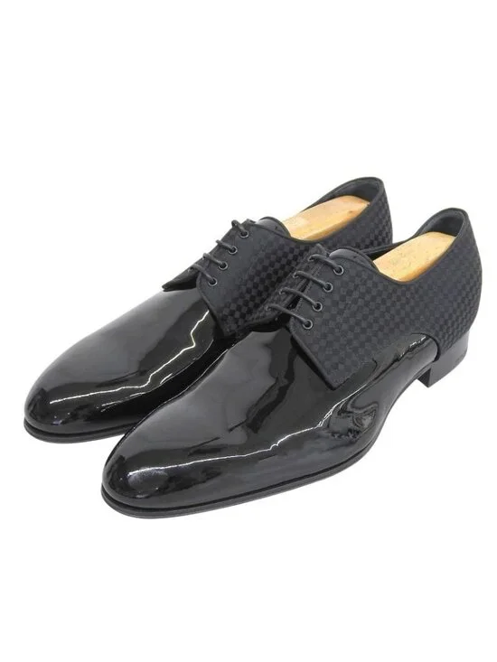 ★SOLD★ Louis Vuitton Solferino Line Damier Fabric Patent Leather Dress Shoes - Picture 1 of 9